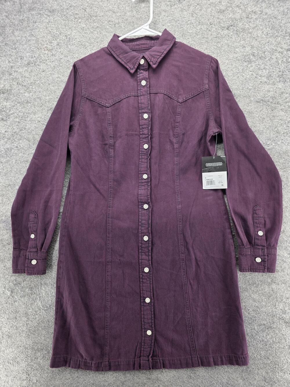 Lee Dress Womens S Purple Shirt Dress Knee Length Button Front Long Sleeve
